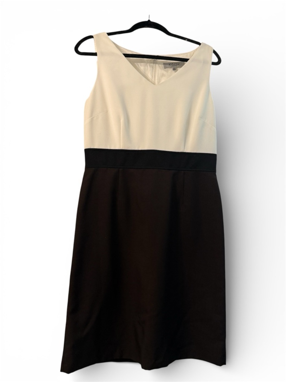Kasper White, Black and Brown Sleeveless Midi Dress size 10